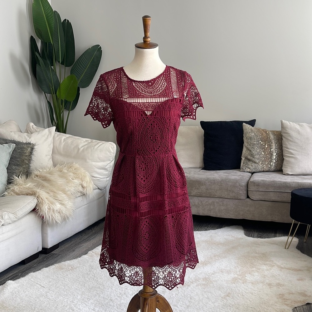 Burgundy open back dress